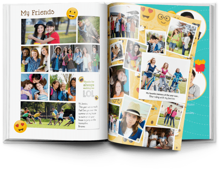 Yearbook opened to custom pages.