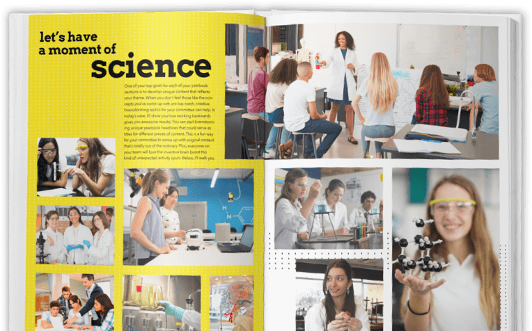 Science spread in yearbook.